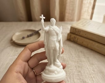 Saint Expedite Statue | White Resin Catholic Figurine | Altar Decor (2, 4, 6 inch)
