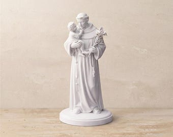 Saint Anthony of Padua | White Resin Figurine | 2", 4", 6" Sizes | Catholic Home Decor