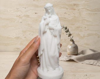St. Rose of Lima (Patron Saint of Latin America) White Resin Statue, 2, 4, 6 Inches