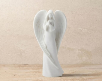 Modern Angel Statue | White Resin Catholic Figurine | Altar Decor (6 inch)