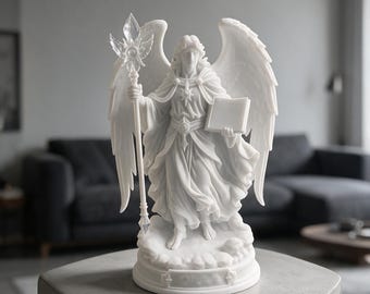 Archangel Uriel (Guardians of Heaven) Statue White Resin Statue, 2, 4, 6 Inches