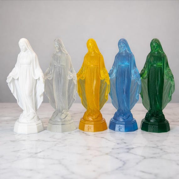 Translucent Virgin Mary Statue | Catholic Gift | Home Altar Decor | Religious Decor | Resin