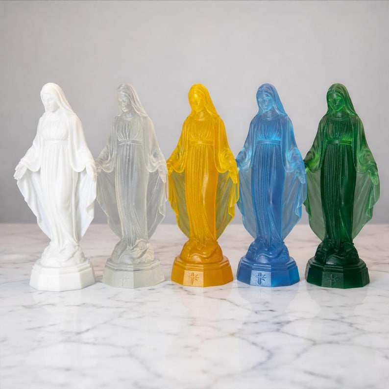Translucent Virgin Mary Statue | Catholic Gift | Home Altar Decor | Religious Decor | Resin image 1
