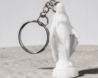 Virgin Mary Keychain Set | Catholic Gift | Miraculous Medal Charm | Religious Gift | Resin