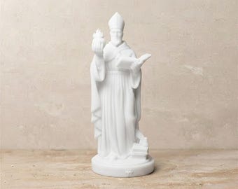 Saint Augustine of Hippo Statue, White Resin Figure, Guidance, Catholic Religious Decor