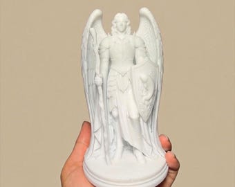 Archangel Raphael Statue | White Resin Figurine | 2", 4", 6" Sizes | Catholic