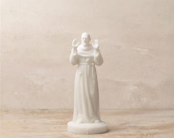 Padre Pio Statue | Catholic Home Decor | White Resin Sculpture | Religious Gift