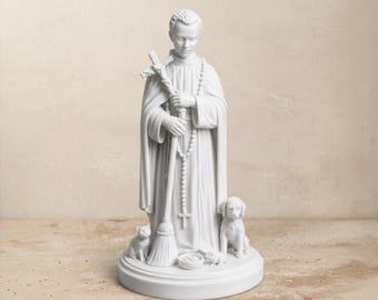 St. Martin de Porres Figurine | White Resin, Patron Saint Social Justice