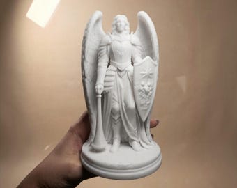 Archangel Gabriel Statue | White Resin Figurine | 2", 4", 6" Sizes | Catholic