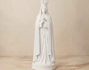 Our Lady of Fatima Statue | White Resin Figurine | 2", 4", 6" Sizes | Catholic