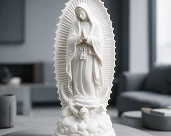 Our Lady of Guadalupe Statue (Virgen de Guadalupe) White Resin Statue, 2, 4, 6 Inches