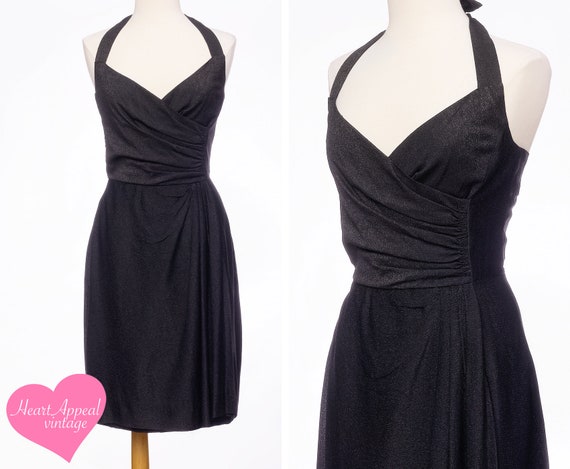 Vintage 1950s Dress // Sparkling Black Metallic L… - image 1