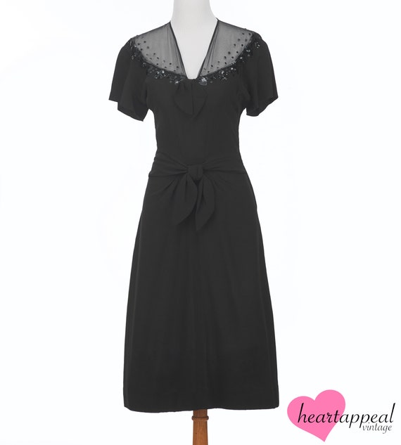 Vintage 1940s Dress // Sequin Sheer Illusion Tier… - image 3
