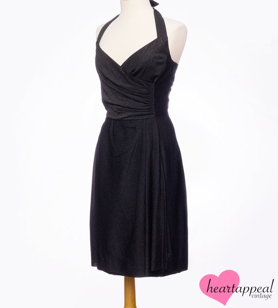 Vintage 1950s Dress // Sparkling Black Metallic L… - image 4