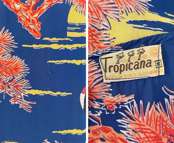 Vintage 1940s Tropicana Dress // Multi Color Asia… - image 9