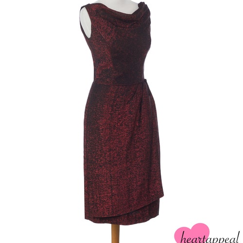Vintage 1950s Joan Barrie NY Dress // Glittering Red Black Lurex Metallic shops Cocktail Dress S
