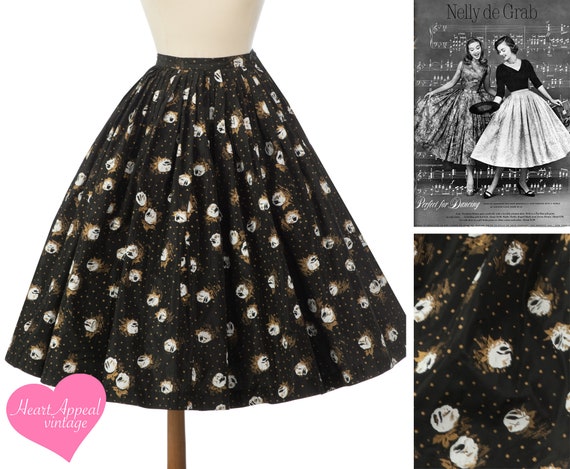 Vintage 1950s Nelly de Grab Skirt // Dramatic Bla… - image 1