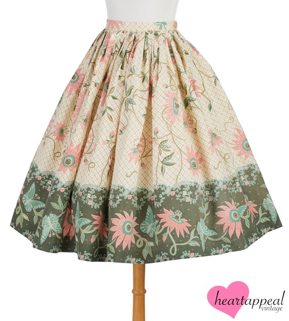 Vintage 1950s Alex Colman Skirt // Butterfly Flor… - image 4