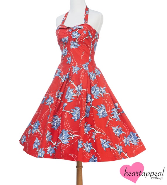 Vintage 1950s Kiilani Alfred Shaheen Dress // Red… - image 4