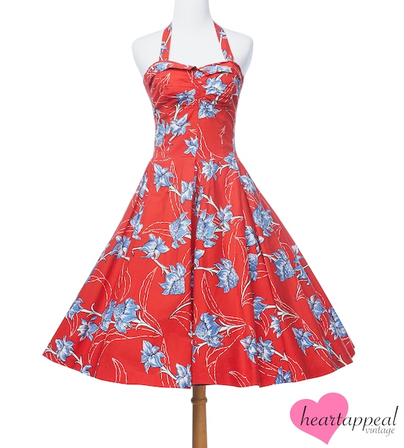 Vintage 1950s Kiilani Alfred Shaheen Dress // Red… - image 2