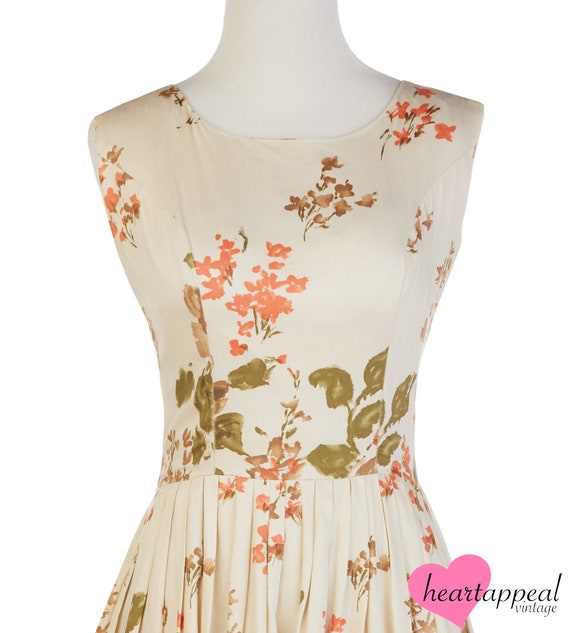 Vintage 1950s Walden Dress // Orange Green Brown … - image 2