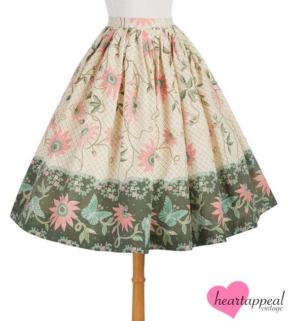 Vintage 1950s Alex Colman Skirt // Butterfly Flor… - image 3