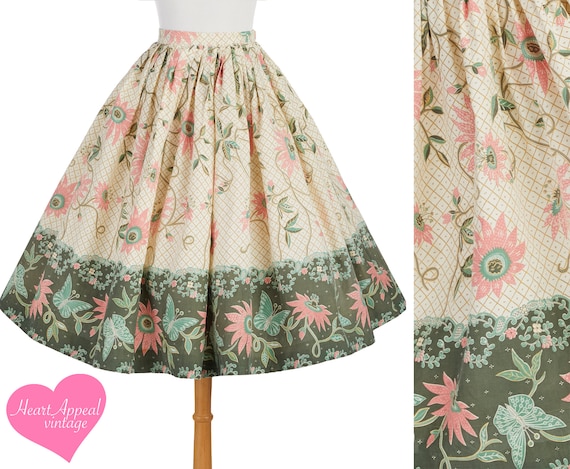 Vintage 1950s Alex Colman Skirt // Butterfly Flor… - image 1