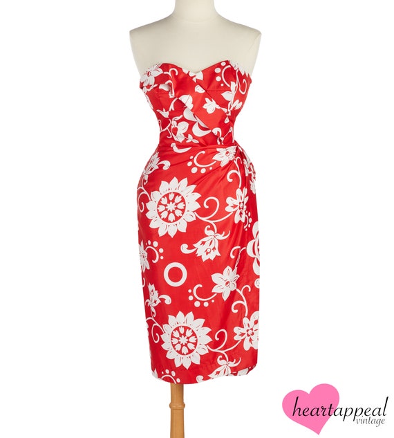 Vintage 1950s Royal Hawaiian Dress // Floral Tiki… - image 3