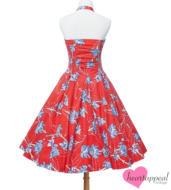 Vintage 1950s Kiilani Alfred Shaheen Dress // Red… - image 5