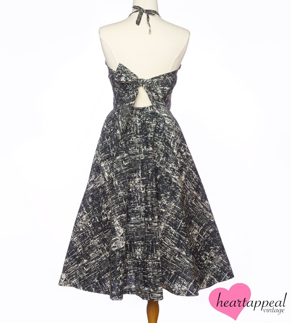 Vintage 1950s Dress // Unique Black White Abstrac… - image 5