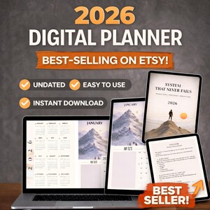 Digital Planner 2026 | Annual Planner PDF | Productivity, Goals & Habits | Interactive Planner