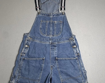 Vintage Polo Ralph Lauren Jean Co Overall M Shorts Blue Denim Shortalls Y2K 90s