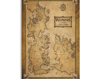 Westeros Map Poster: Fantasy World, City Map Wall Art