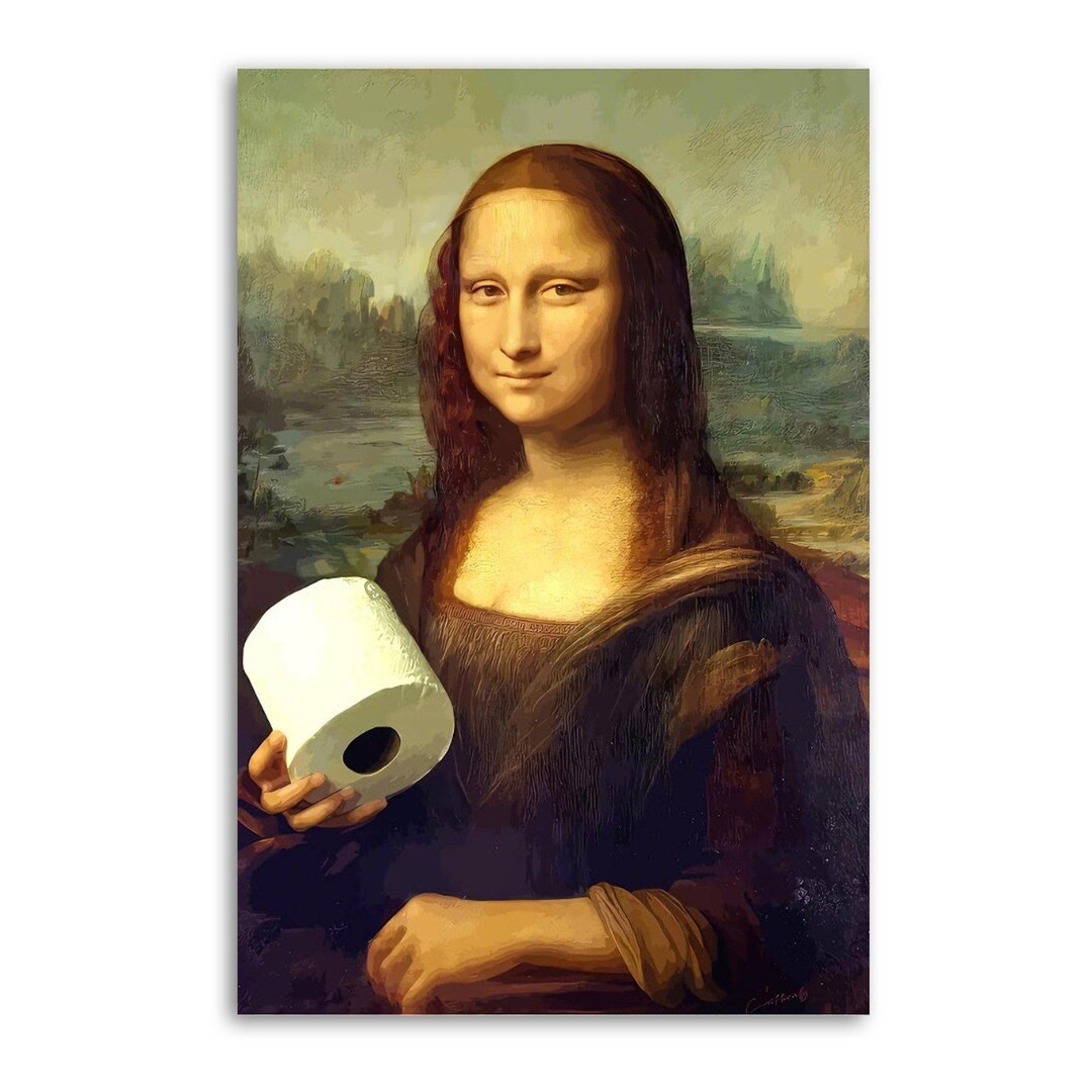 Mona Lisa Toilet Paper Canvas Poster - Funny Bathroom Art - Etsy
