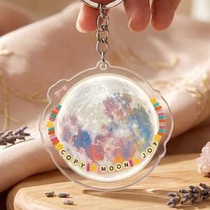 Artemis II Copy, Moon Joy Keychain, Moon Stars Space Keychain Cute Handmade Planet Gift