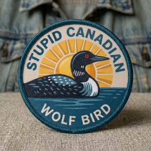 Stupid Canadian Wolf Bird Embroidered Bolder Patches Iron On, Ice Hockey Romance Bookish LGBTQ Sport Fans, Gift For Fans