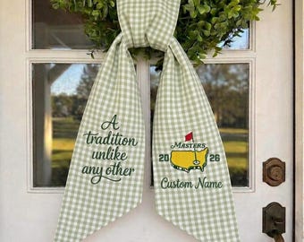 Fascia ricamata personalizzata per ghirlanda da golf Masters, fascia ricamata Masters da appendere alla porta, fascia per ghirlanda da golf, Augusta, regalo per gli amanti del golf
