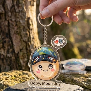 Copy, Moon Joy Artemis II Keychain, Moon Stars Space Keychain Cute Handmade Planet Gift