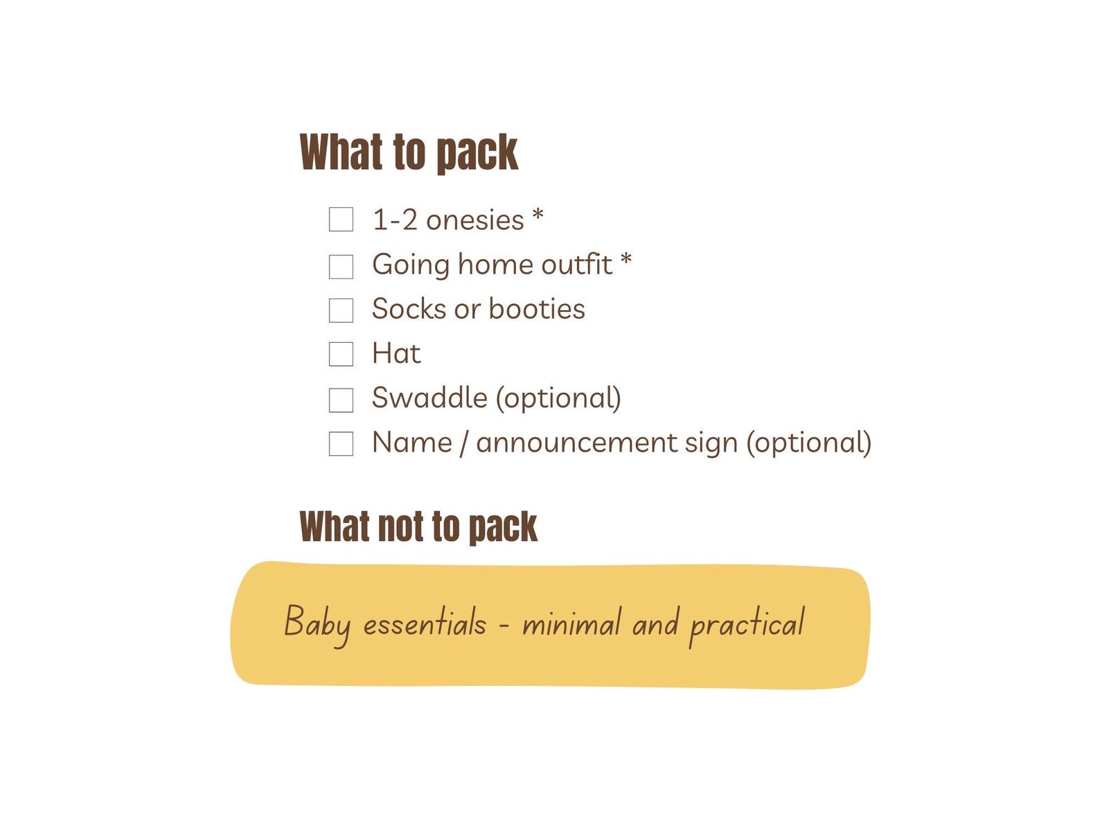 Hospital Bag Checklist Printable | Labor & Delivery Packing List for ...