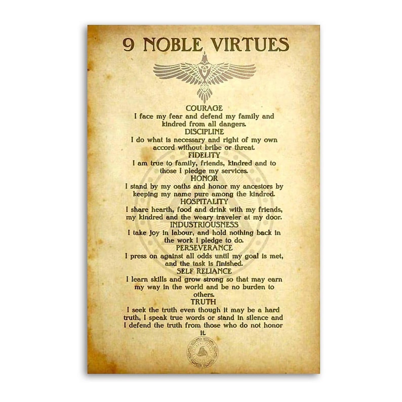 Noble Behaviour Nine Noble Virtues Poster Pagan Belief Home Decoration - Etsy