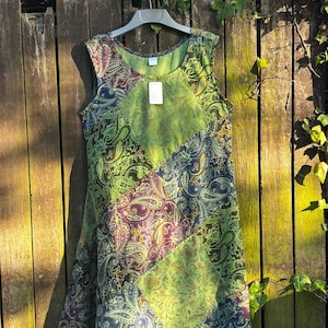 Handmade Patchwork Purple Paisley Dress – Boho Festival Mini Dress