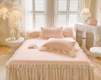 Summer Cool Bed Skirt, 3-Piece Bedding Set, Elegant Bedspread Skirt, Soft Bedroom Decor