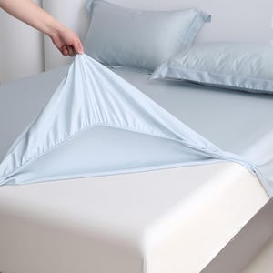 Sábana bajera ajustable de Tencel, ropa de cama de color liso imagen 15