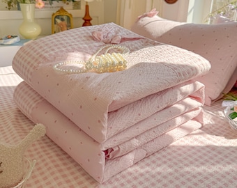 柔らかなチェック柄の子供用寝具セット – 快適な子供用掛け布団セット