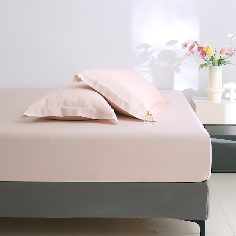Sábana bajera ajustable de Tencel, ropa de cama de color liso imagen 7