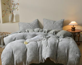 Rustic Gray Bedding Set, Luxury Duvet Cover