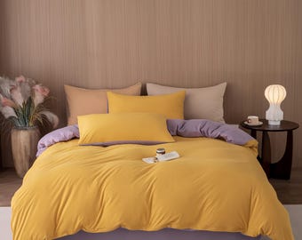 Knitted Cotton Solid-Color Reversible 4-Piece Bedding Set – Simple & Stylish