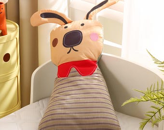 Dog Shaped Buckwheat Pillow, Cotton Fabric, Natural Hulls, Kids Comfort