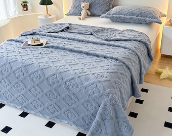 Grüne Jacquard Fleece-Decke, weiche Baumwolle Tagesdecke, großer Überwurf, AC-Decke für Erwachsene und Babys, gemütliches Wohnkultur-Geschenk