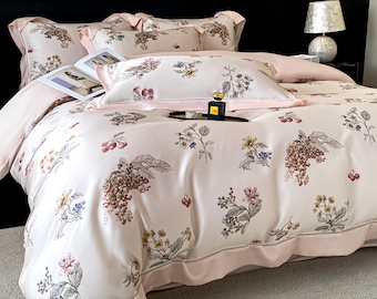 100% Lyocell Tencel Printed Pastoral Luxury Bedding Set (4pc)